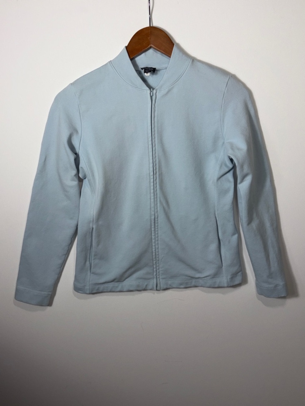 Eileen Fisher Petite Light Blue Zip Front Jacket Stretch Minimalist XS/S